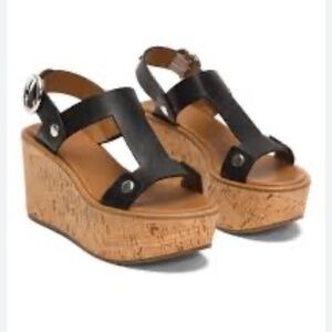 Frye Dahlia Rivet Leather Wedge Sandals Women’s 8.5